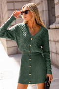 She Is the Moment Green Sweater Dress