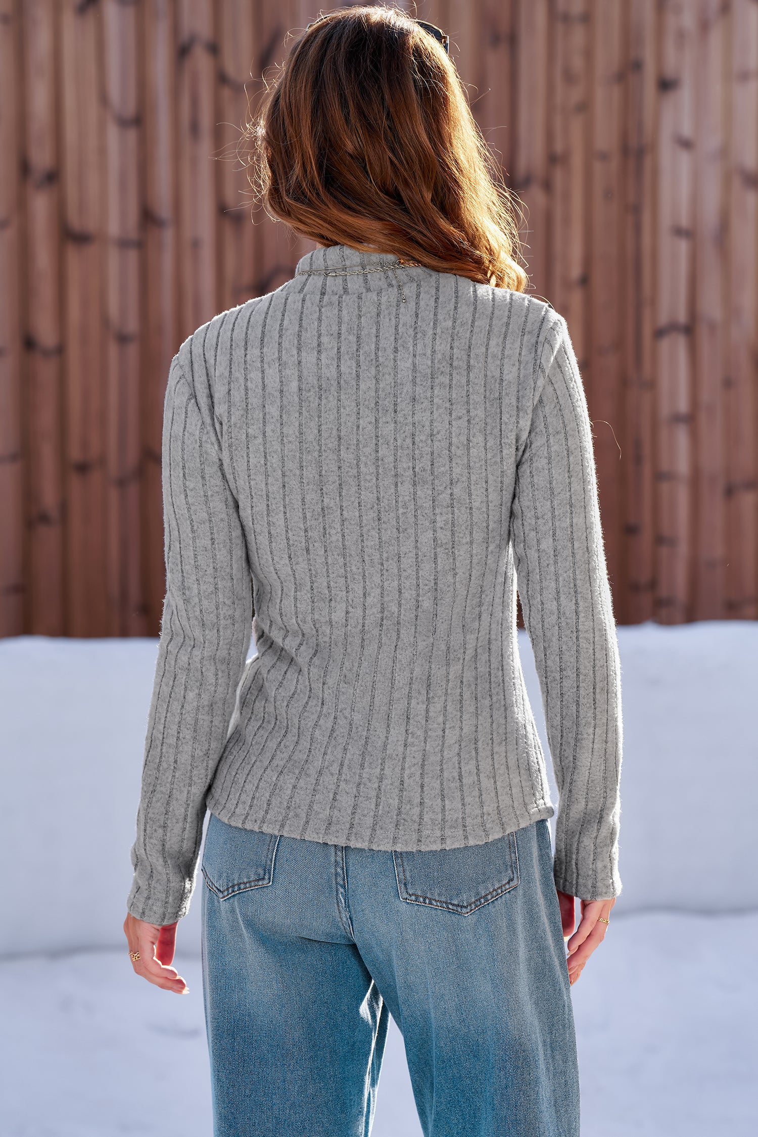 Friday Night Grey Ribbed Thermal Top