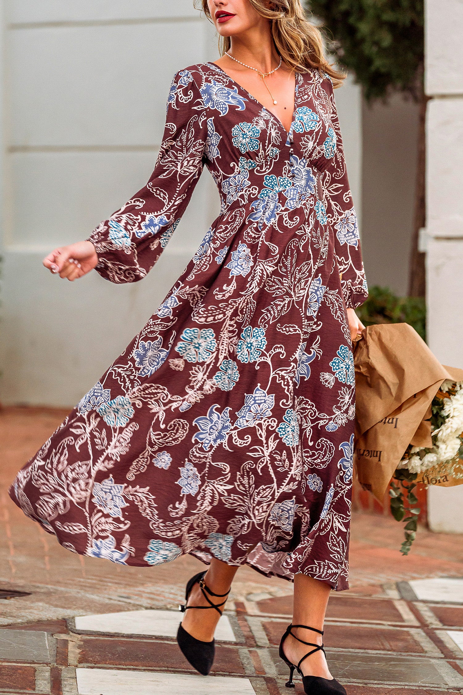 Good Aura Floral Maxi Dress
