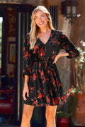 Crimson Glory Floral Mini Dress